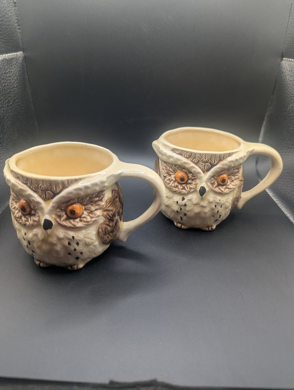 1980s Enesco Japan Owl Mugs (Set Of 2)
